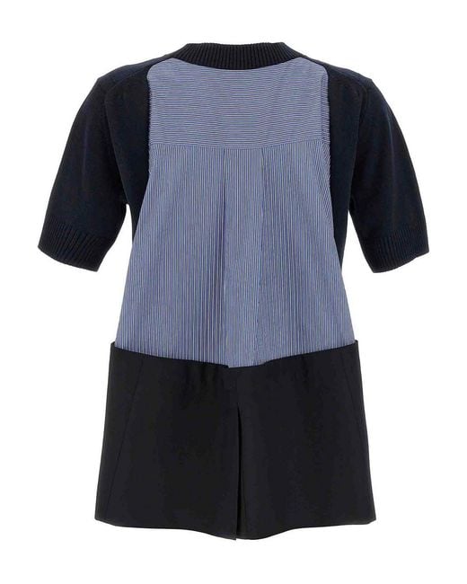 Sacai Blue Patchwork Sweater