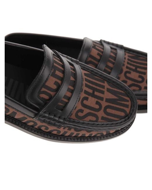 Moschino Gray Logo Loafers
