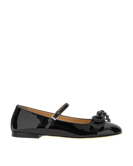 Mach & Mach Black Double Bow Ballet Flats