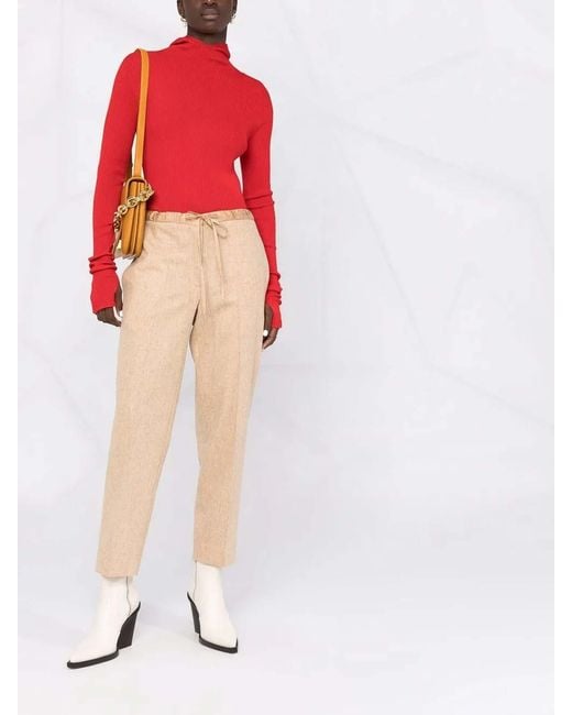 Jil Sander Red High Neck Pullover