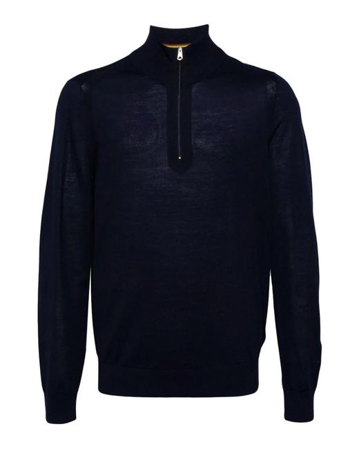 Paul Smith Blue Sweater Zip Neck for men