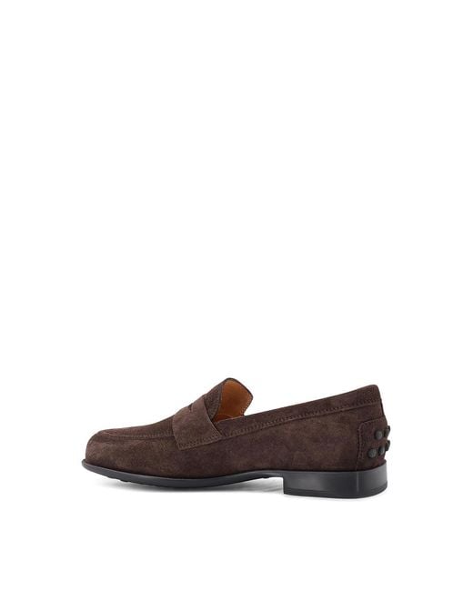 Tod's Brown Suede Loafers With Side Logo