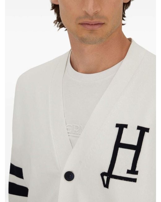 Herno White Logo Cardigan for men