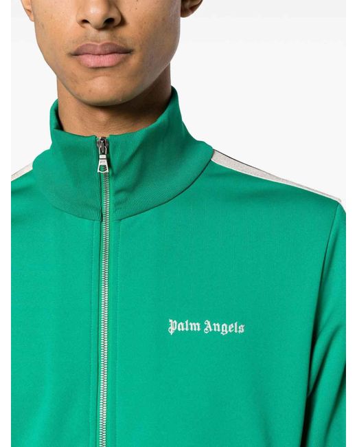 Palm Angels Green Sweatshirt With Logo for men
