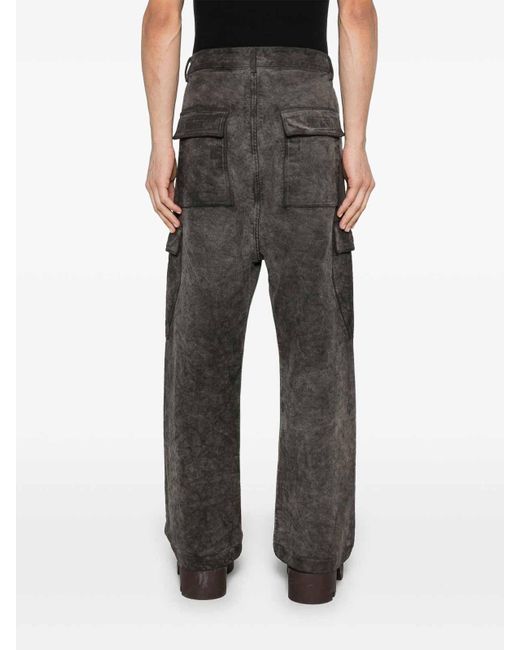 Rick Owens Gray Drkshdw Distressed Cargo Trousers for men