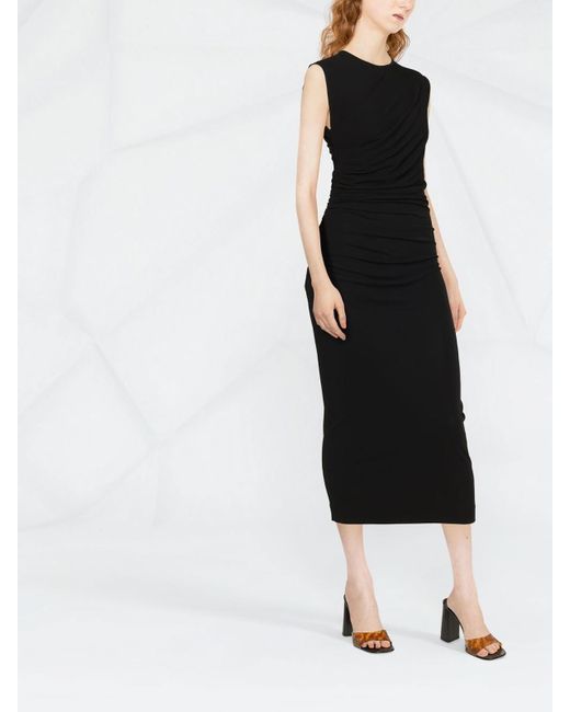 DSquared² Black Gathered Jersey Midi Dress