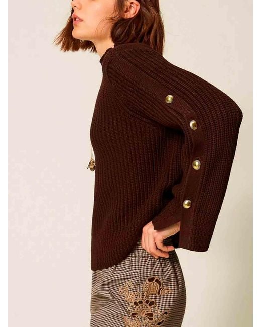 Twinset Brown Turtle Neck Sweater