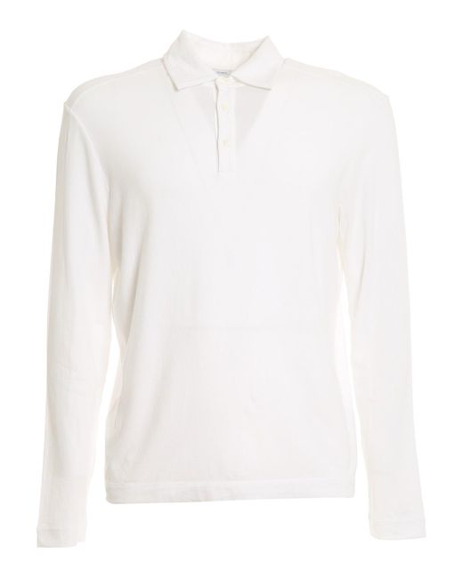 Malo White Long Sleeved Jersey Polo Shirt for men