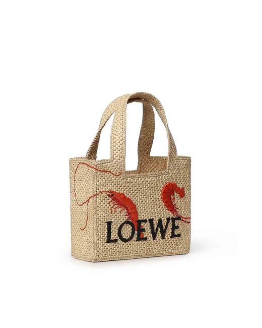 Loewe Natural Font Mini Raffia Tote Bag
