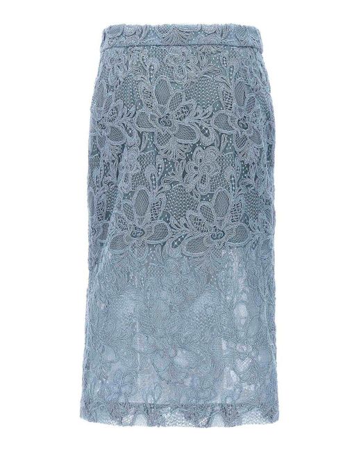 Ermanno Scervino Blue Lace Skirt