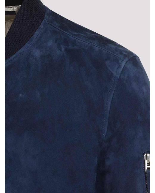 Tom Ford Blue Soft Suede Bomber for men