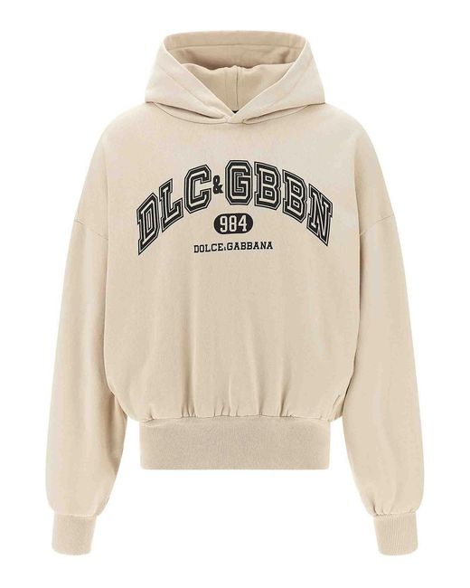 Dolce & Gabbana Natural Logo Print Hoodie for men