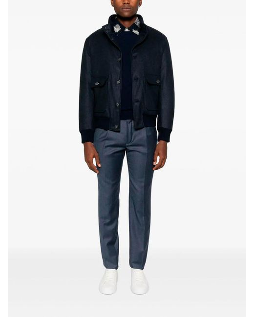 Barba Napoli Blue Bomber Jacket for men