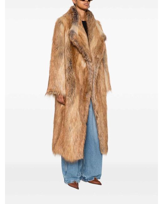 BB COUTURE Brown Wool Ecofur Coat