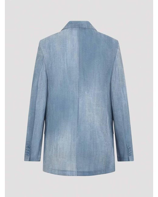 Ermanno Scervino Blue Polyester Blazer