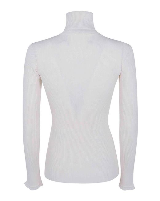 Elisabetta Franchi White Tricot Turtle Neck Sweater