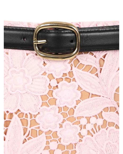 Self-Portrait Pink Lace Pencil Skirt