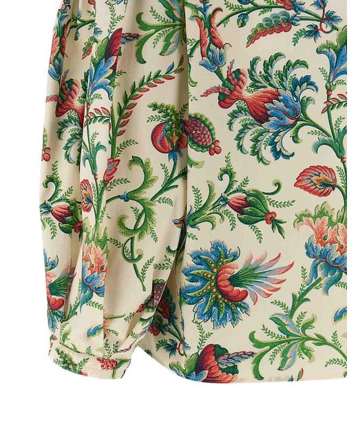 Etro Green Floral Cotton Blouse