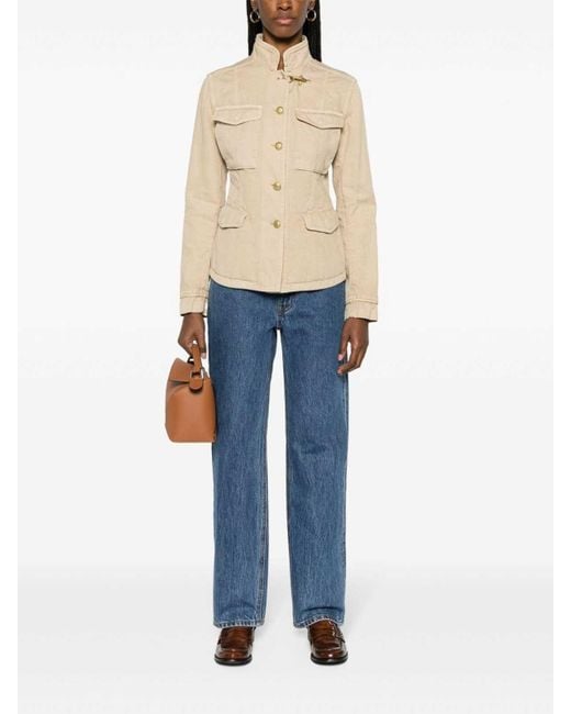 Fay Natural Cotton And Linen Blend Saharan Jacket