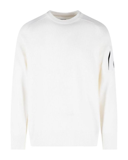 C P Company White Wool Blend Sweater for men