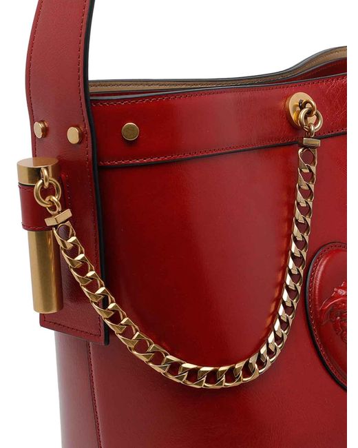 Versace Red Pivot Small Bucket Bag