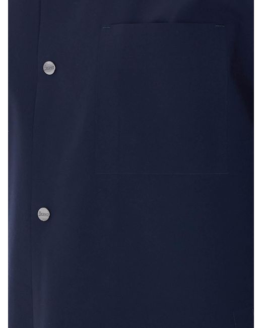 Herno Blue Jacket With Frontal Buttons Closure for men