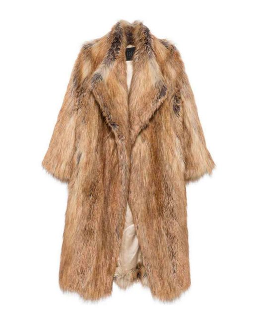 BB COUTURE Brown Wool Ecofur Coat