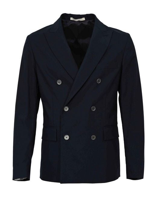 Paolo Pecora Blue Double-Breasted Jacket for men