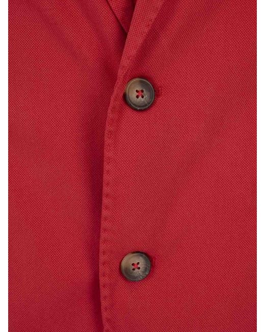 RUSSO CAPRI Red Oxford Cotton Blazer for men