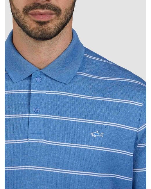 Paul & Shark Blue Double Pique Cotton Pole Lines for men