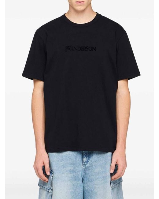 J.W. Anderson Black Logo-Embroidered T-Shirt for men