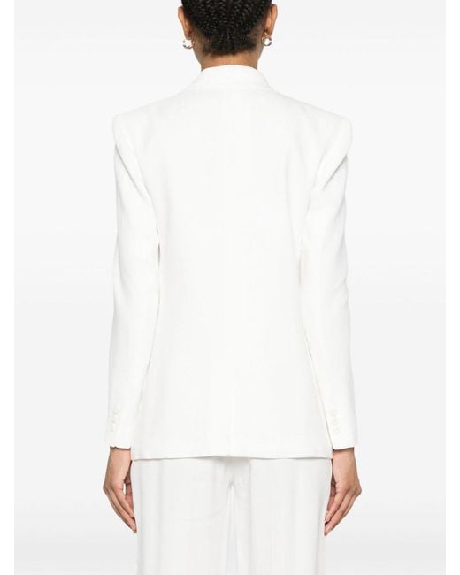 Elisabetta Franchi White Linen Blend Double-Breasted Jacket