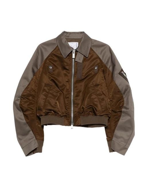 Sacai Brown Zip Bomber Jacket