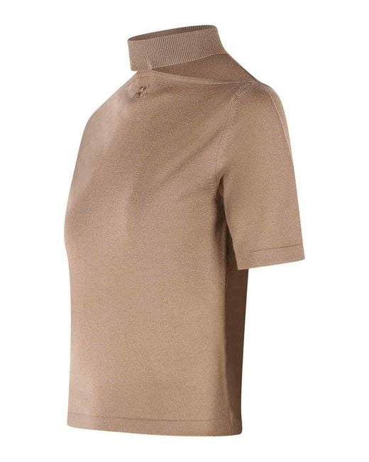 Courreges Brown Merino Wool Turtleneck Sweater