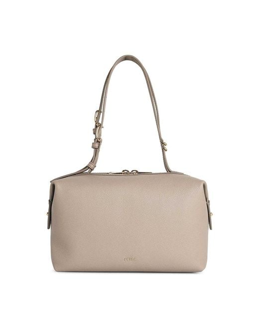 Furla Natural Double Linen Leather Bag