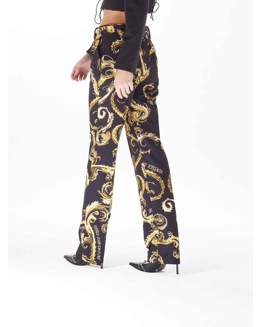 Versace Jeans Couture Black Cady Baroque Trousers