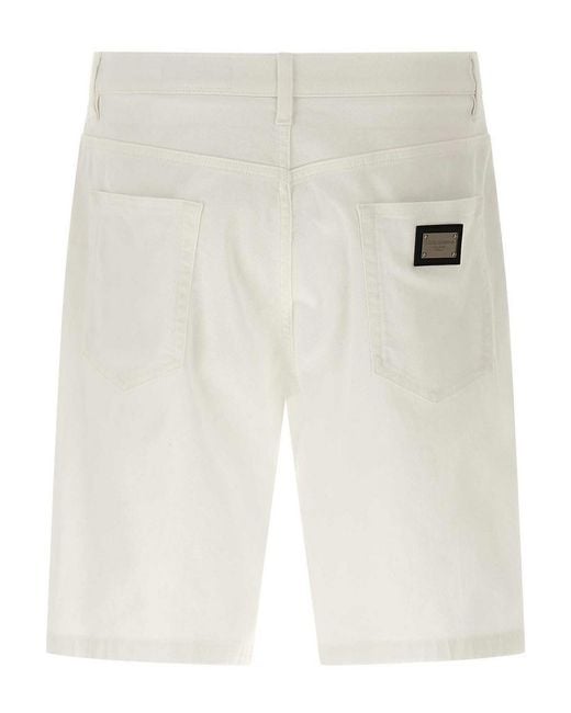 Dolce & Gabbana White Five-Pocket Bermuda Shorts for men