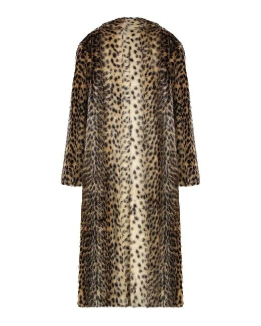 BB COUTURE Natural Long Leopard Ecofur Coat