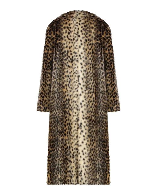 BB COUTURE Natural Long Leopard Ecofur Coat