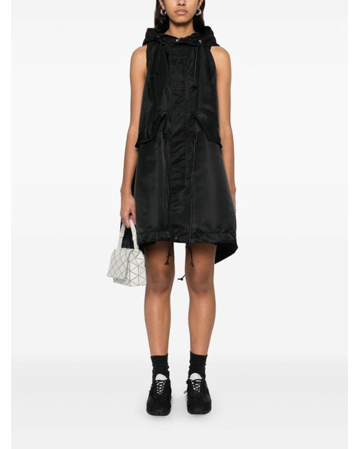 Sacai Black Nylon Twill Hoodie Vest