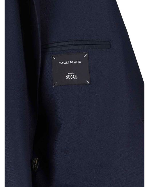 Tagliatore Blue Single-Breasted Virgin Wool Blazer for men