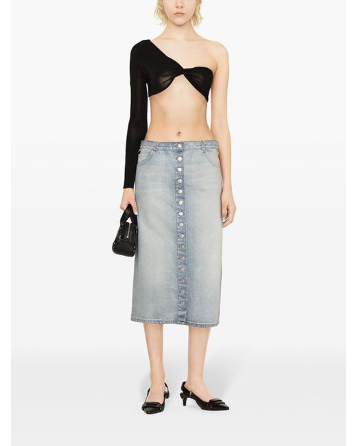 Courreges Blue Denim Midi Skirt