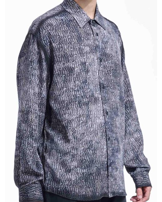 Just Cavalli Blue Animal Shirt for men