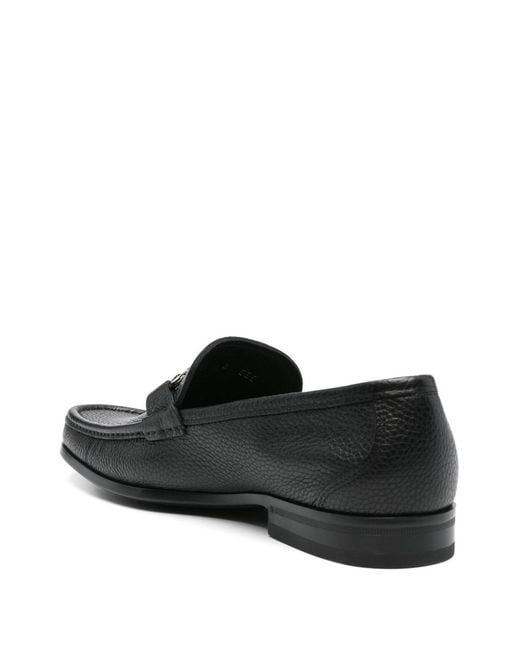 Ferragamo Black Loafer With Gancini Buckle for men