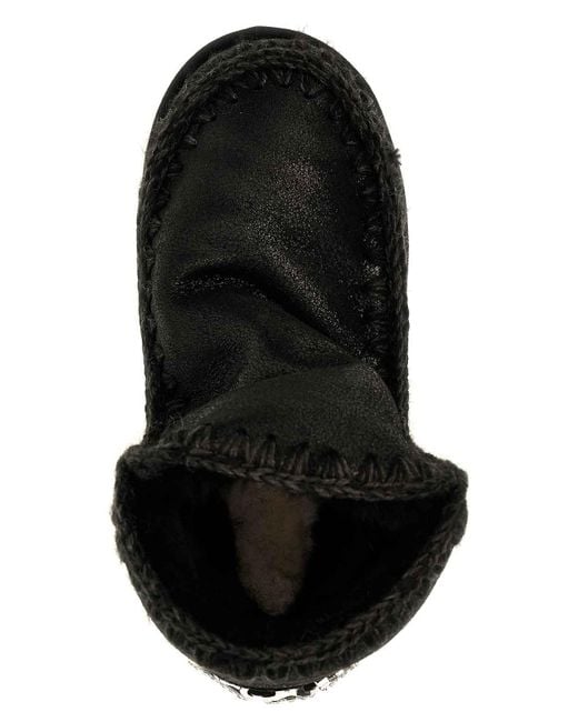 Mou Black Eskimo 18 Rhinestone Logo Ankle Boots