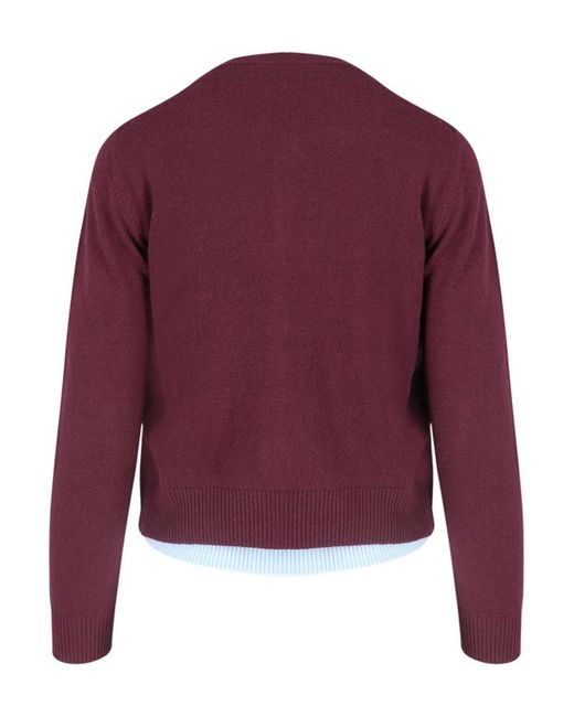 Canessa Purple Cardigan With Bicolor Crop Knit