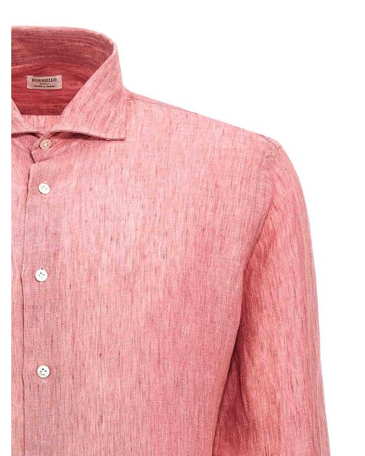 Borriello Pink Linen Shirt for men