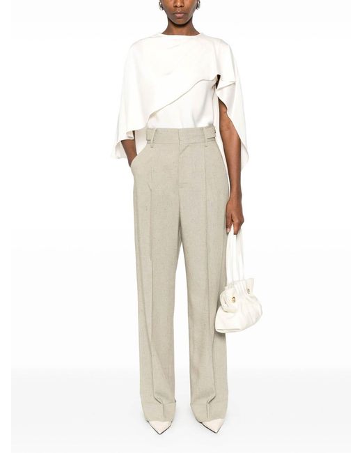 Alberta Ferretti White Linen And Viscose Trousers