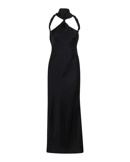 The Attico Black Asymmetrical Midi Dress With Raw Edge Detail
