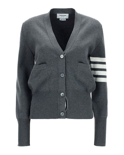 Thom Browne Black Stripe Detail Cotton Cardigan